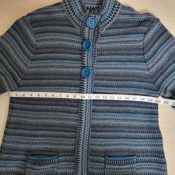 Croft & Barrow Cardigan Sweater XL Blue Striped Button Collar Soft Grandmacore - Picture 11 of 13